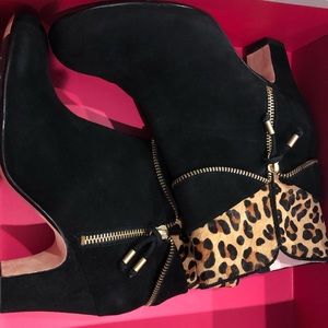 TarynRose black suede-hair calf with Leopard print